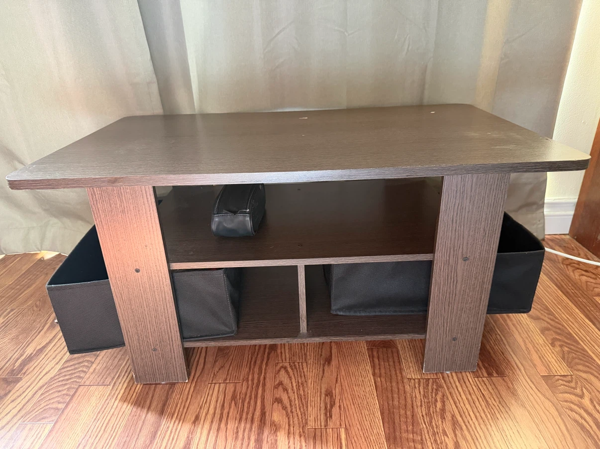 Dark Brown Wood Grain Coffee Table with Storage - photo 2