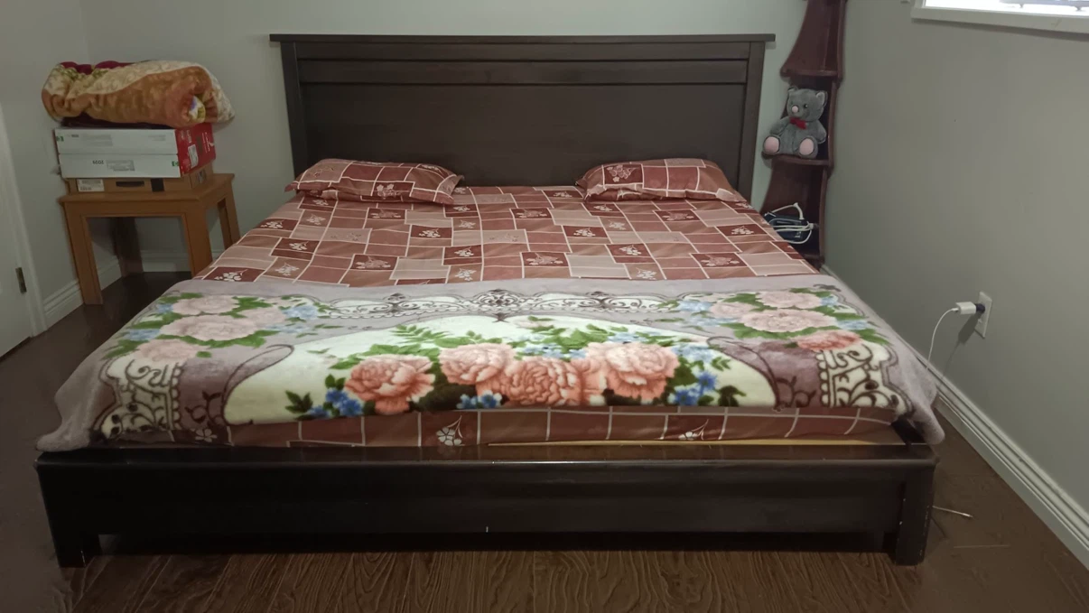 Dark Brown Wooden Bed Frame