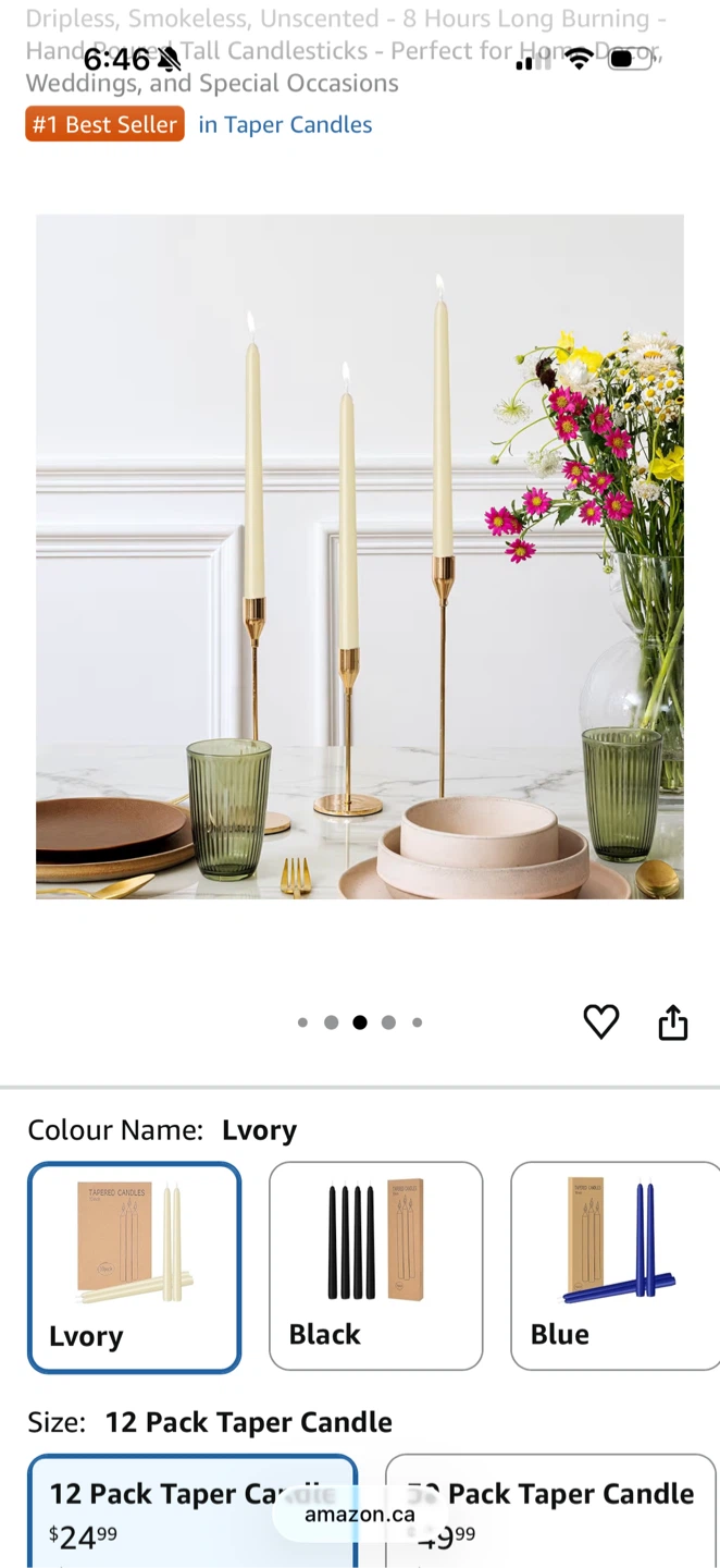 11 Pack Ivory Taper Candles - photo 2