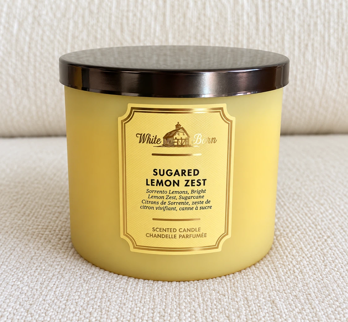 NEW White Barn Sugared Lemon Zest 3-Wick Candle
