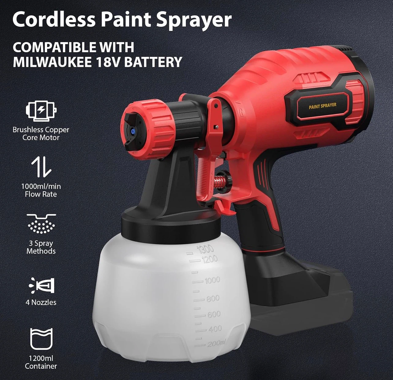 Cordless Paint Sprayer for Milwaukee 18V Battery - photo 2