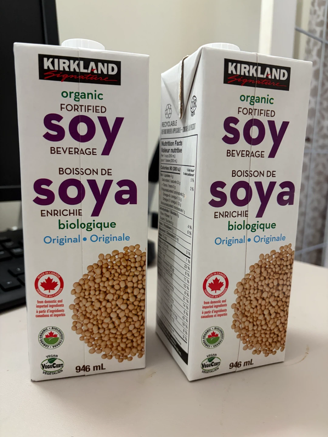 Two Kirkland Signature Organic Soy Beverages