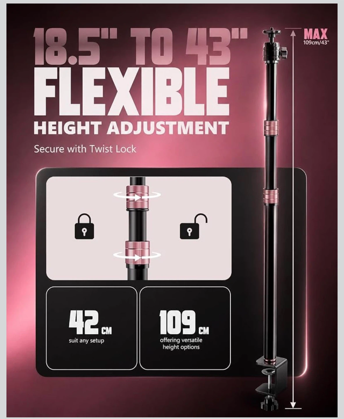 Adjustable Desk Mount Stand for Cameras and Lights - photo 2
