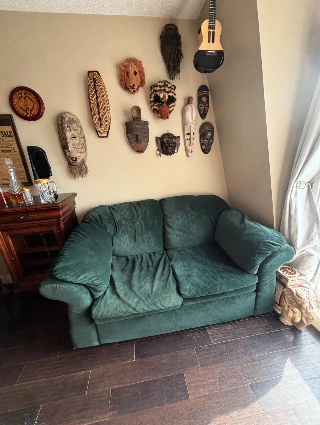 Green velvet loveseat lazy boy