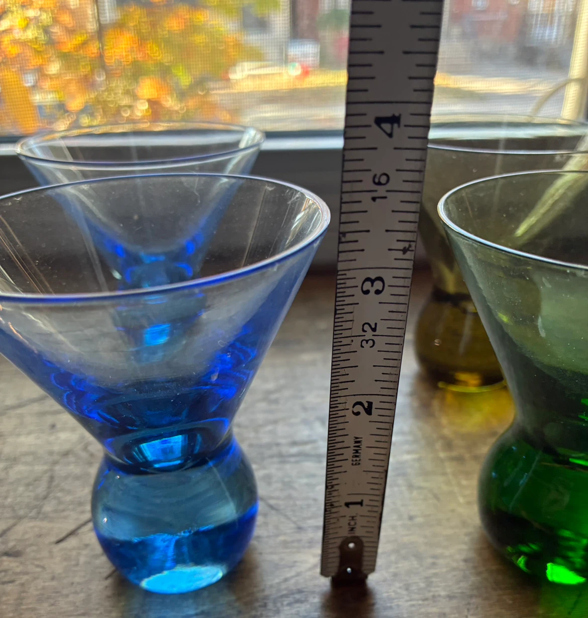 Vintage MCM  Cocktail Martini Glasses colourful bar liquor