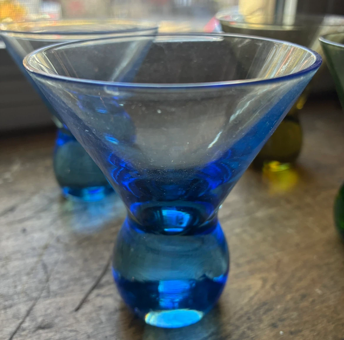 Vintage MCM  Cocktail Martini Glasses colourful bar liquor - photo 2
