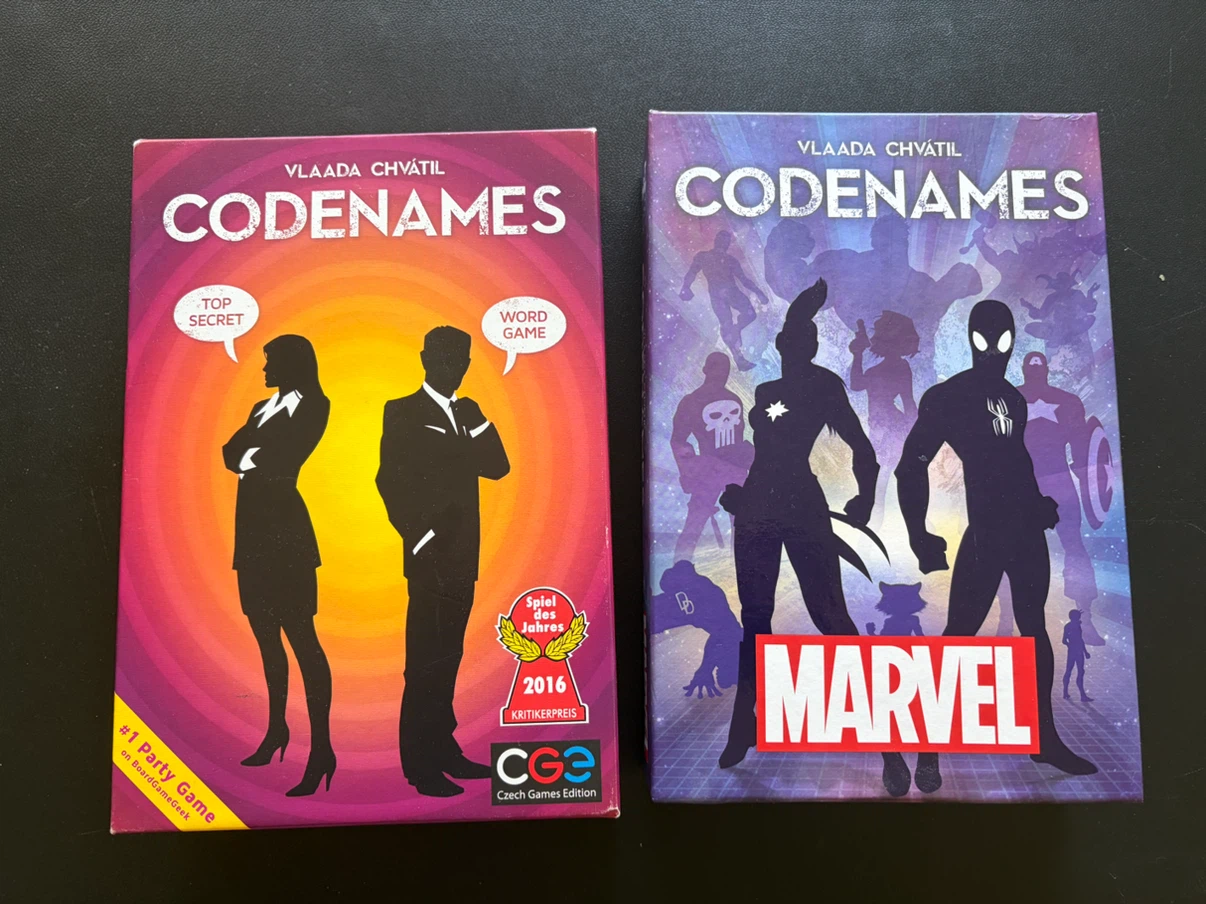 Codenames + Codenames Marvel board game