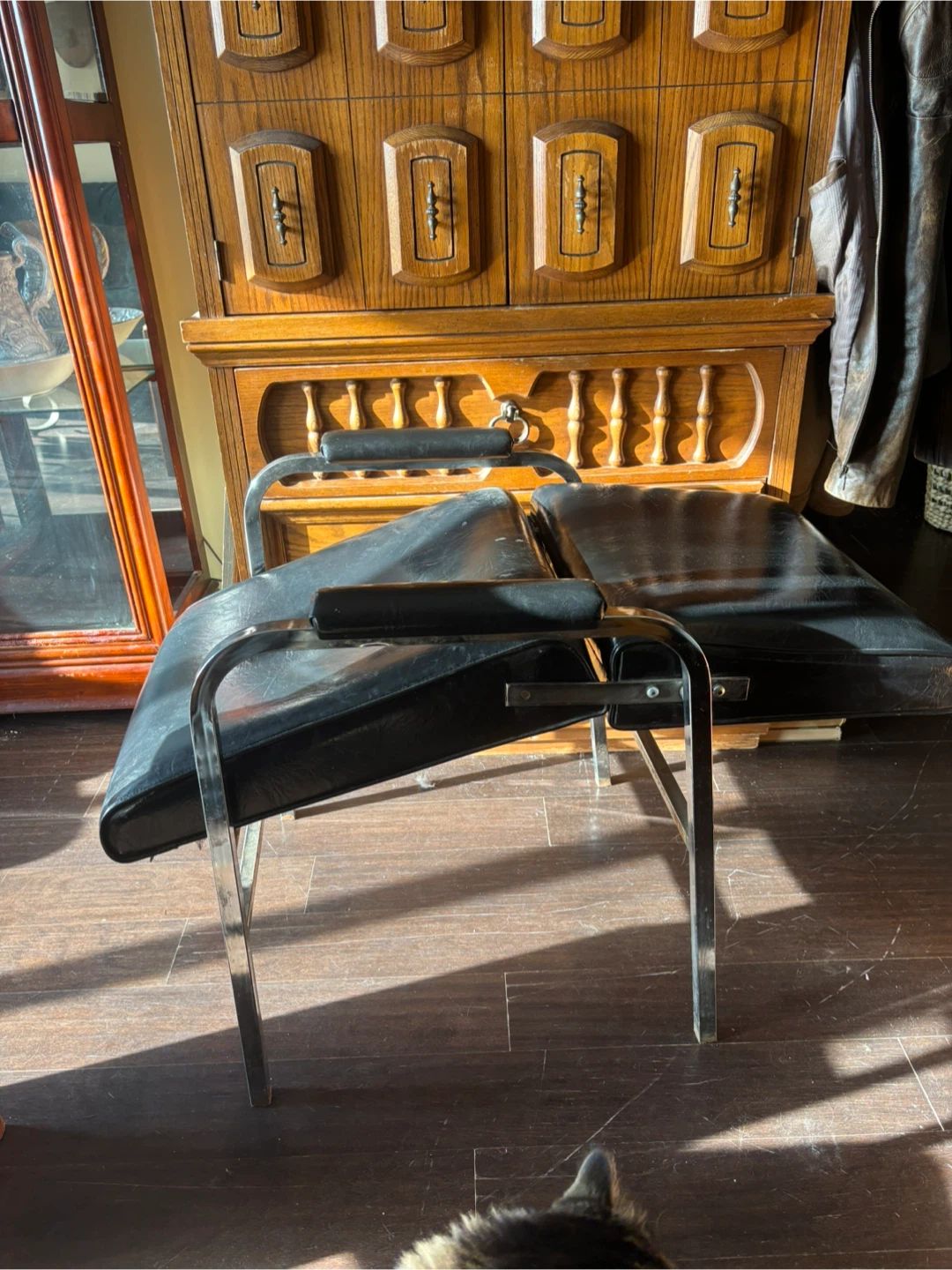 Vintage Mid-Century Modern Chrome and Black Vinyl Lounge Chair - photo 4