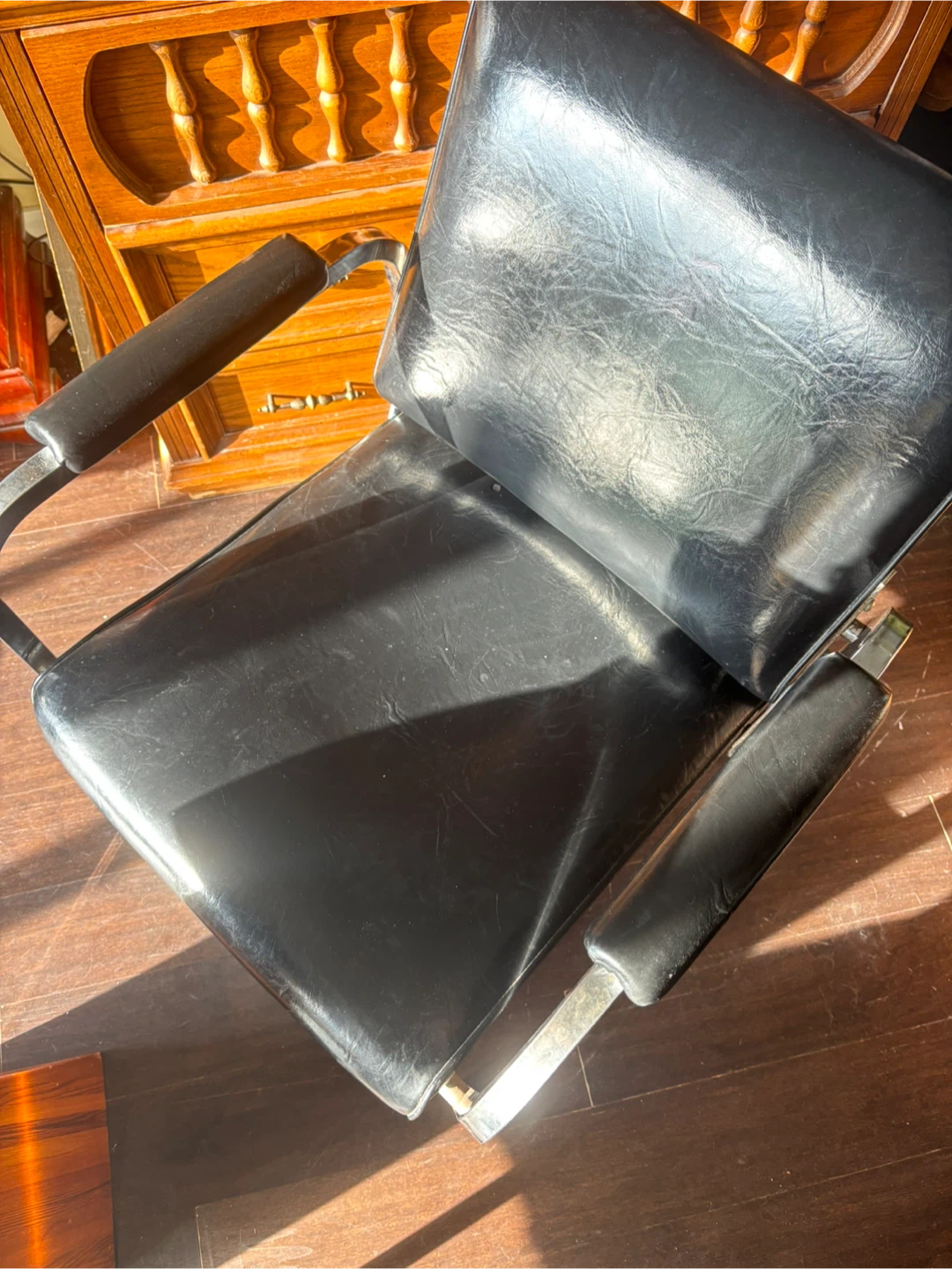 Vintage Mid-Century Modern Chrome and Black Vinyl Lounge Chair - photo 5