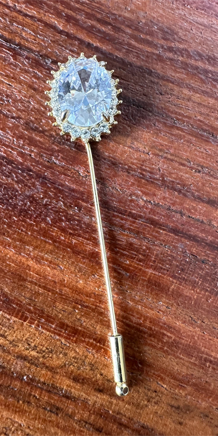 Gold-Tone Crystal Lapel Pin