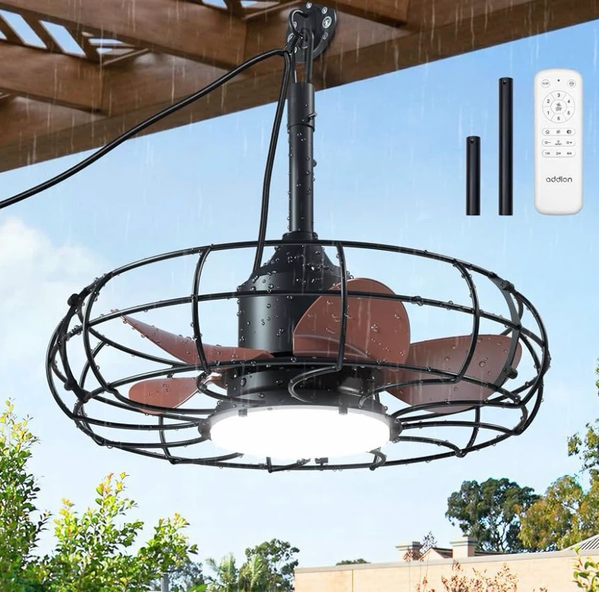 Outdoor Ceiling Fan with Light,Waterproof,6 speeds