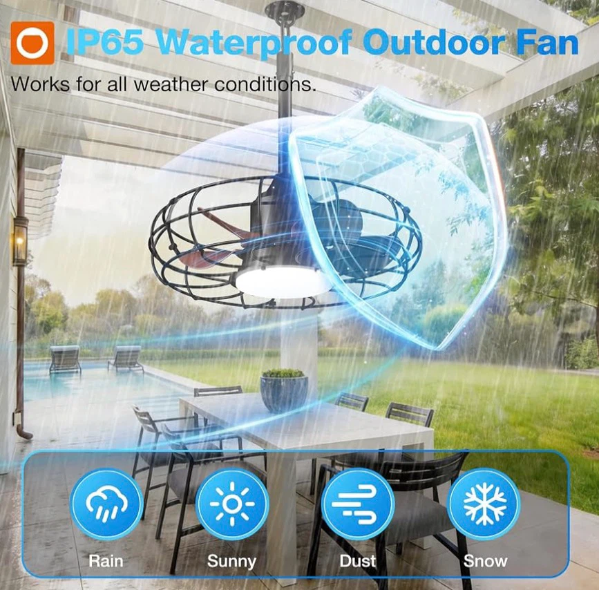 Outdoor Ceiling Fan with Light,Waterproof,6 speeds - photo 2