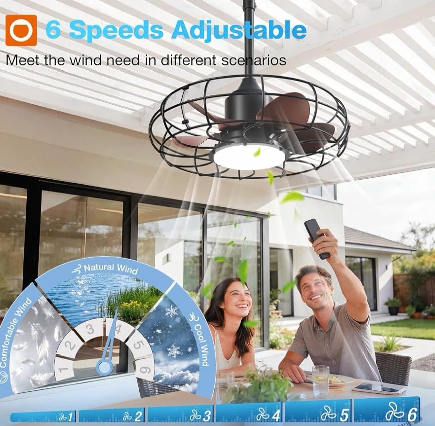 Outdoor Ceiling Fan with Light,Waterproof,6 speeds - photo 3