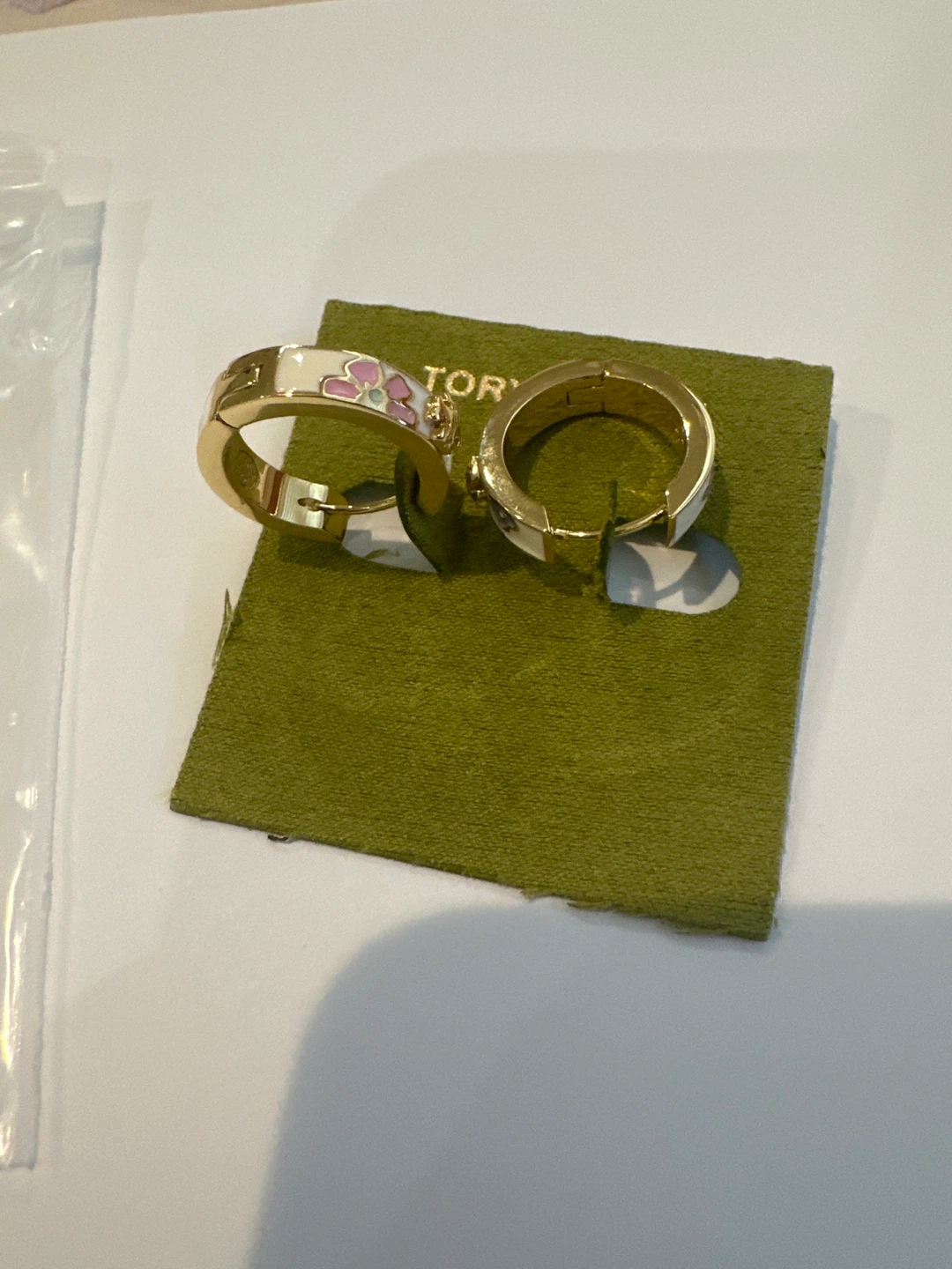 Tory Burch Floral Enamel Hoop Earrings
