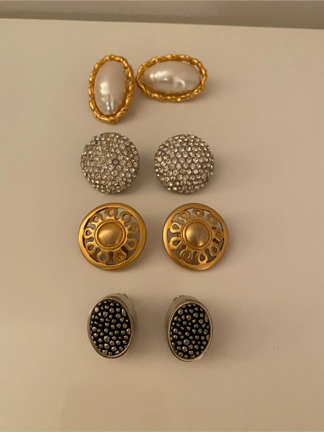 Set of 4 Vintage Style Clip-On Earrings