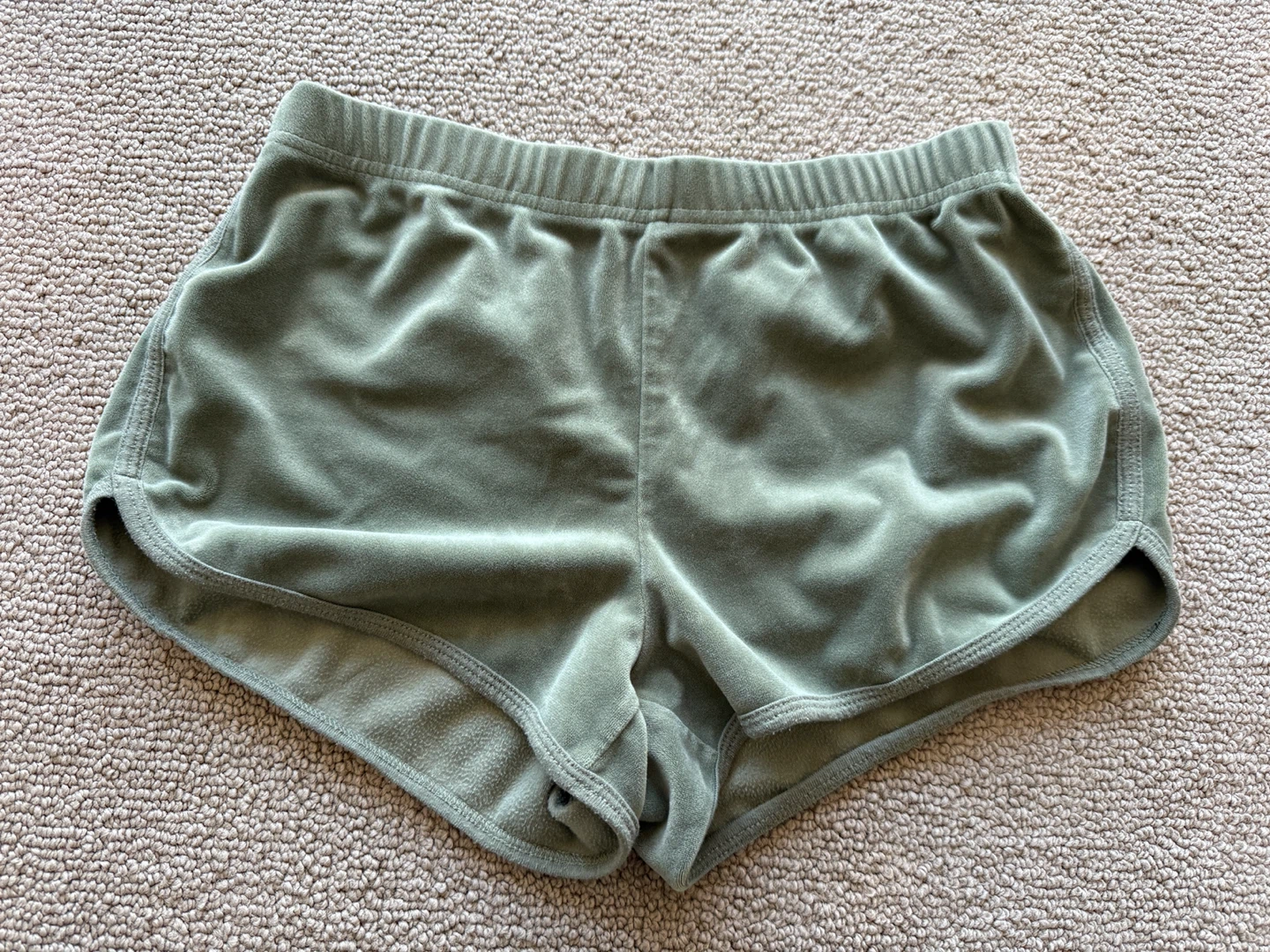 Hollister Olive Green Velour Shorts
