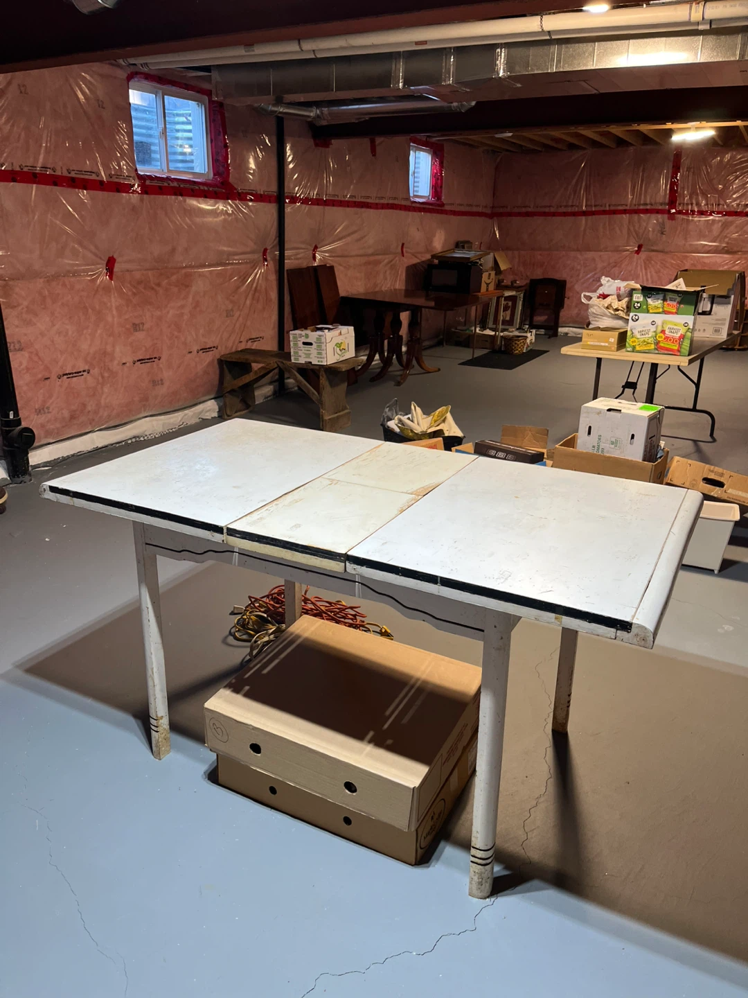 Vintage White Top Kitchen Table - wood - photo 2