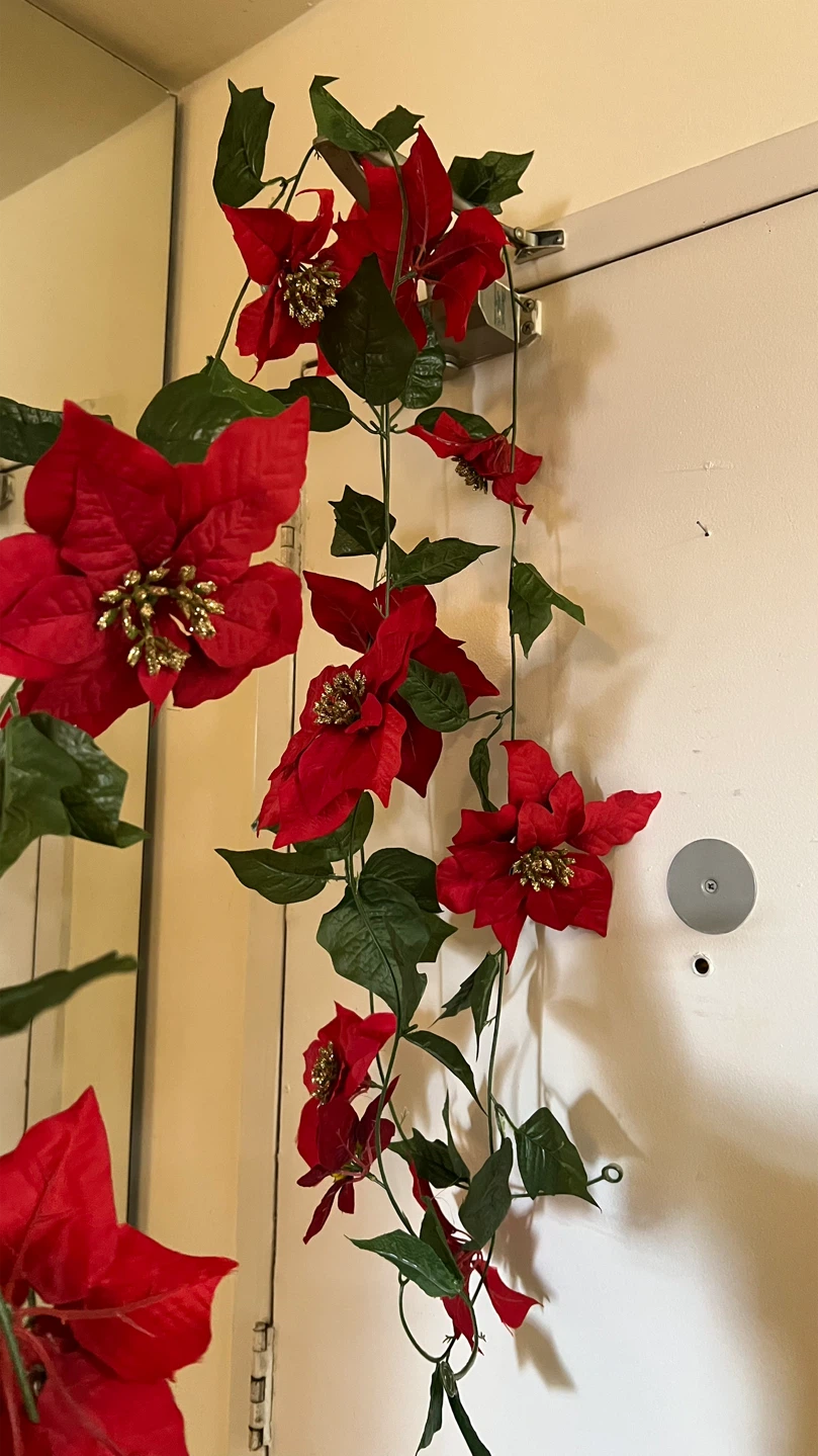 2 Artificial Poinsettia Christmas Garland-77” each - photo 2