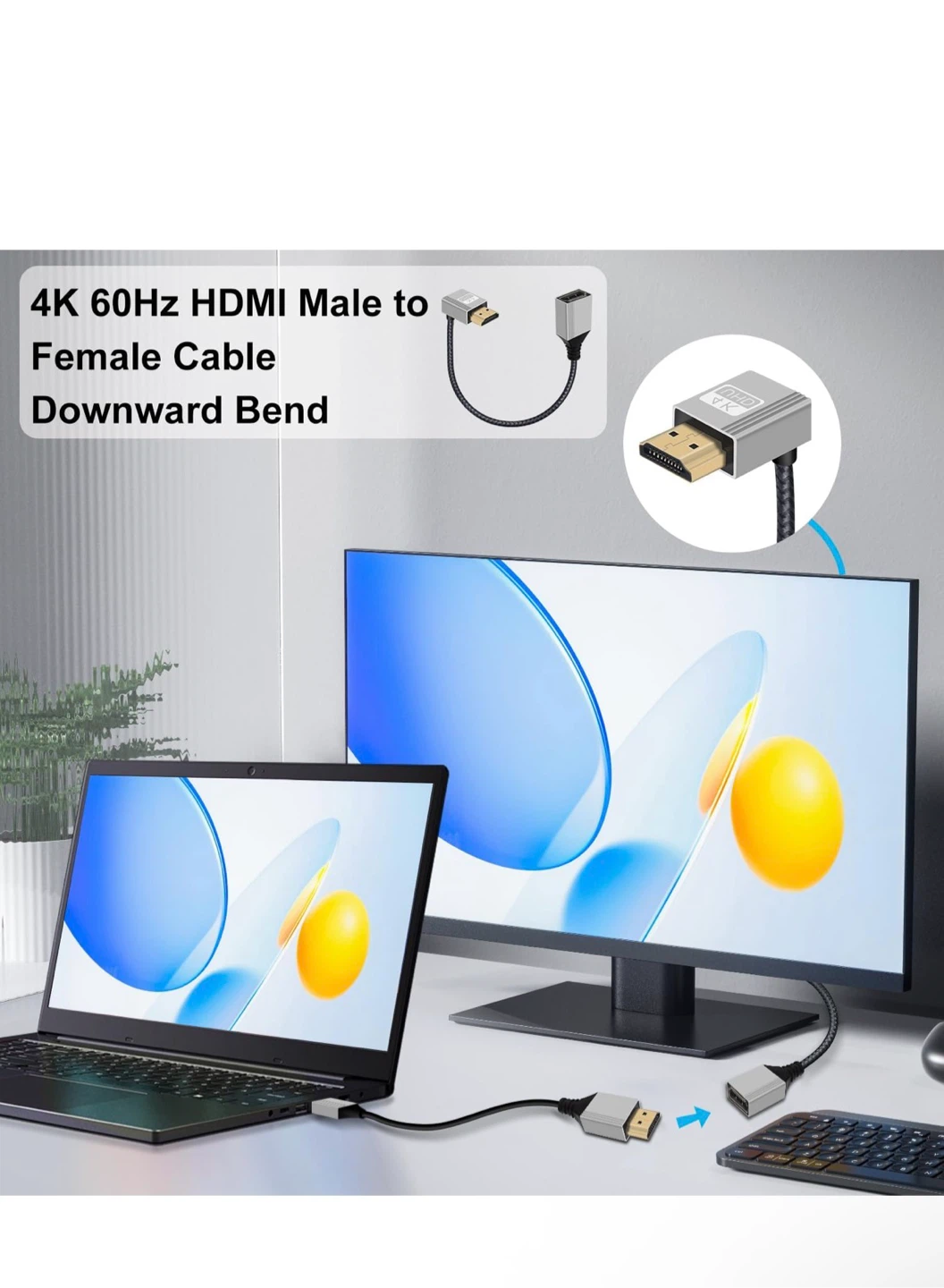 Yingayou 4K HDMI Male to Female Downward Bend Cable - photo 4