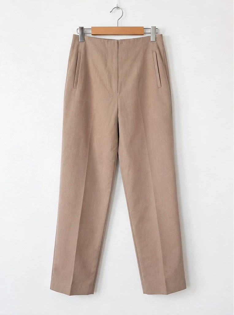 Zara High Waist Straight Pants Bundle - Beige & Olive - photo 3