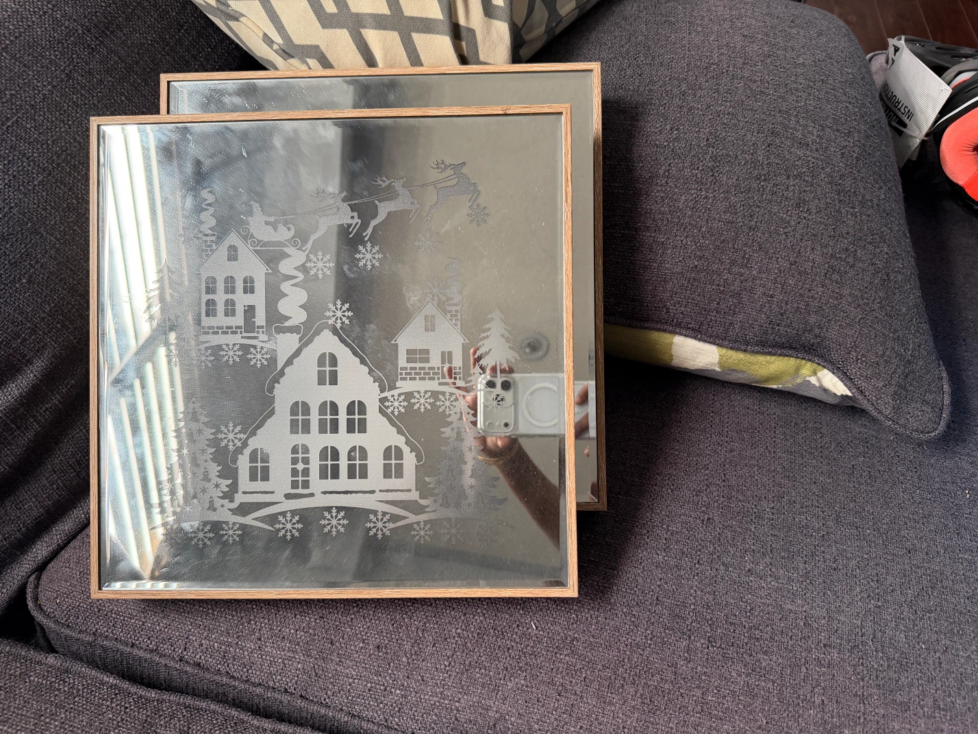 Set of 2 Christmas Etched Mirrors
