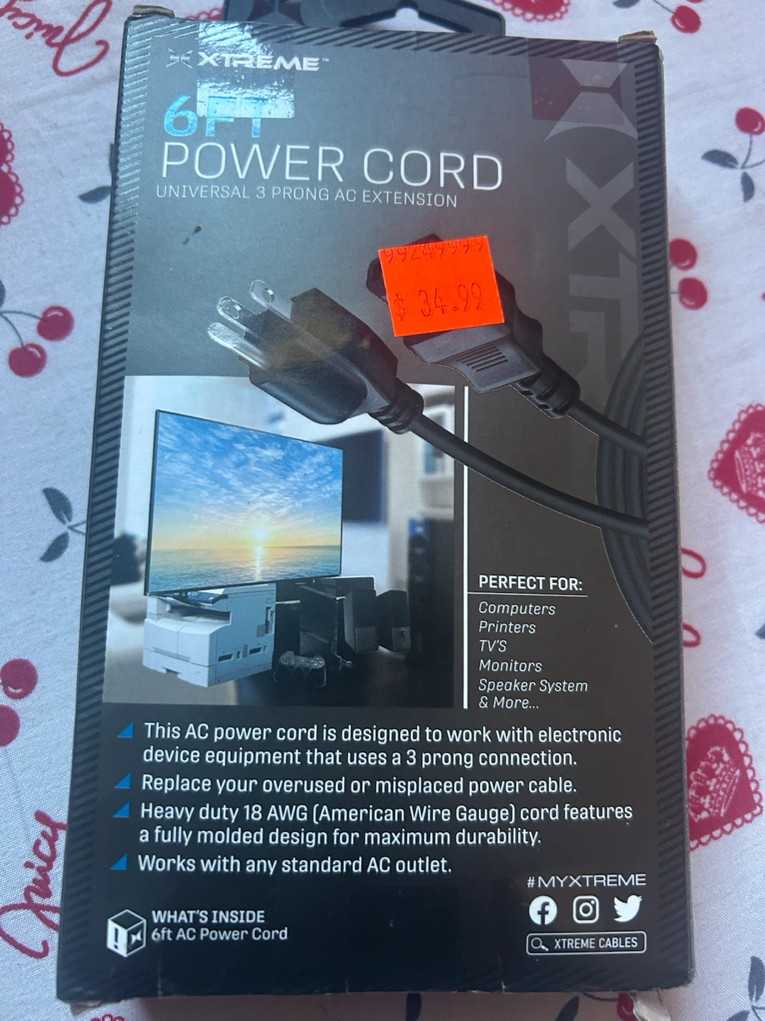 Xtreme 6ft Universal 3 Prong AC Power Cord - photo 2