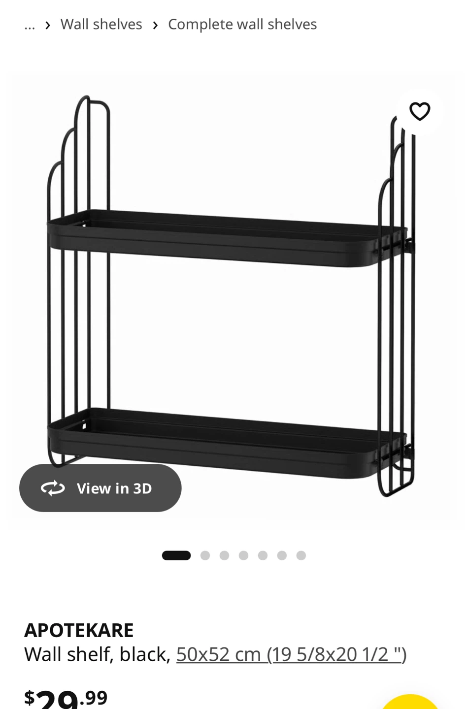 New IKEA APOTEKARE Wall Shelf, Black