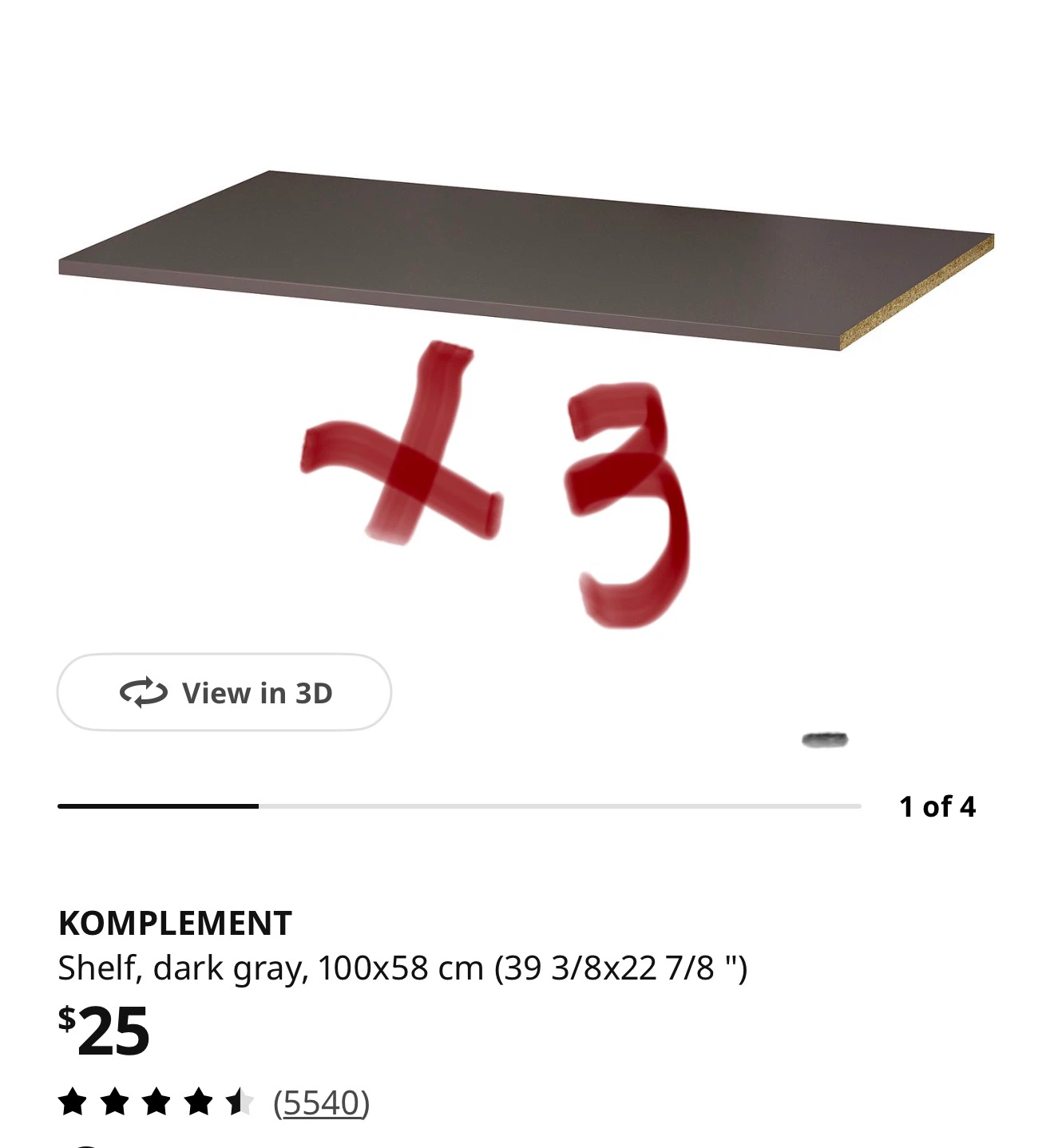 IKEA pax Komplement Shelves, Dark Gray, 100x58 cm