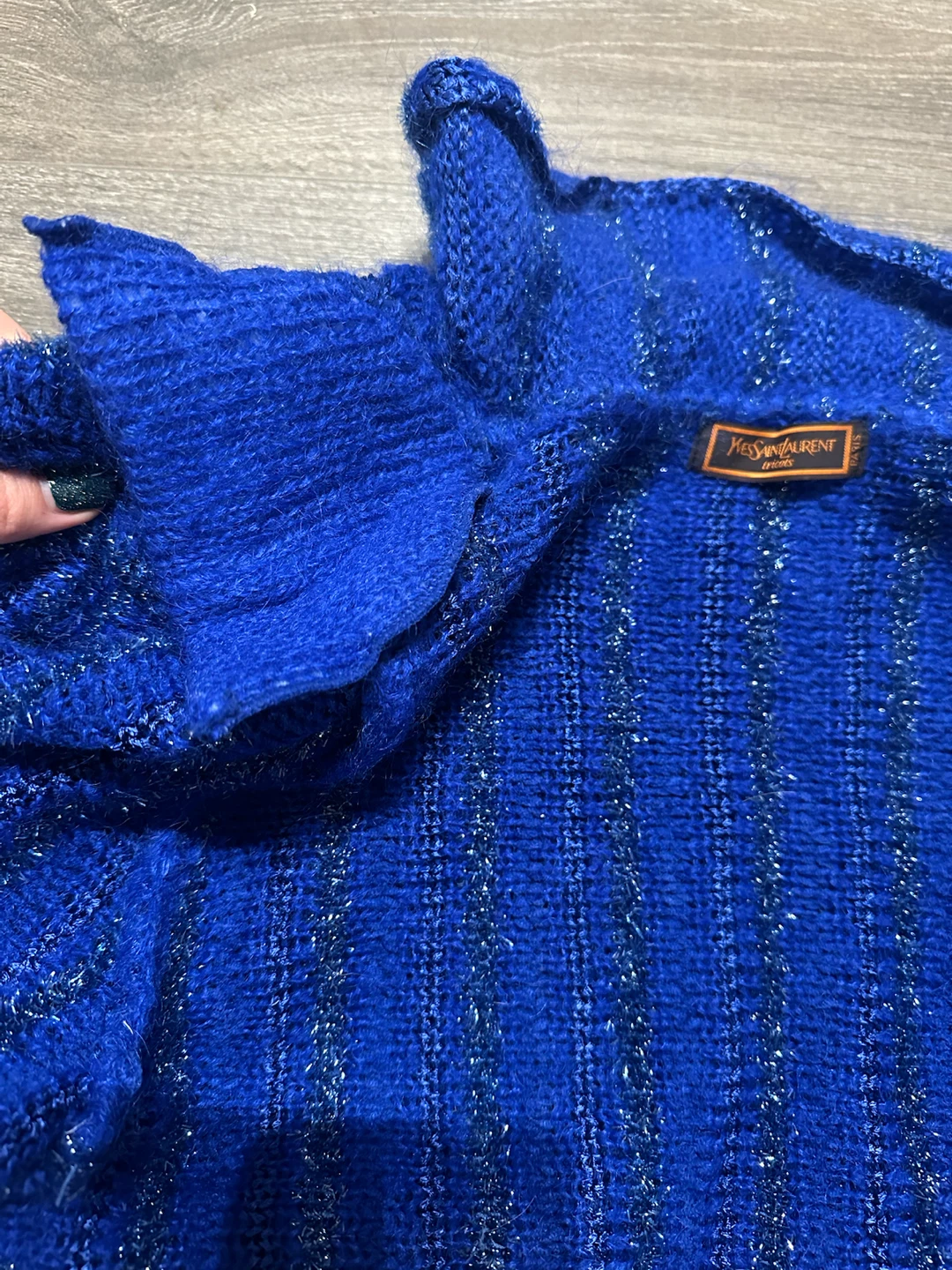 Vintage Yves Saint Laurent Blue Knit Sweater Mohair - photo 2
