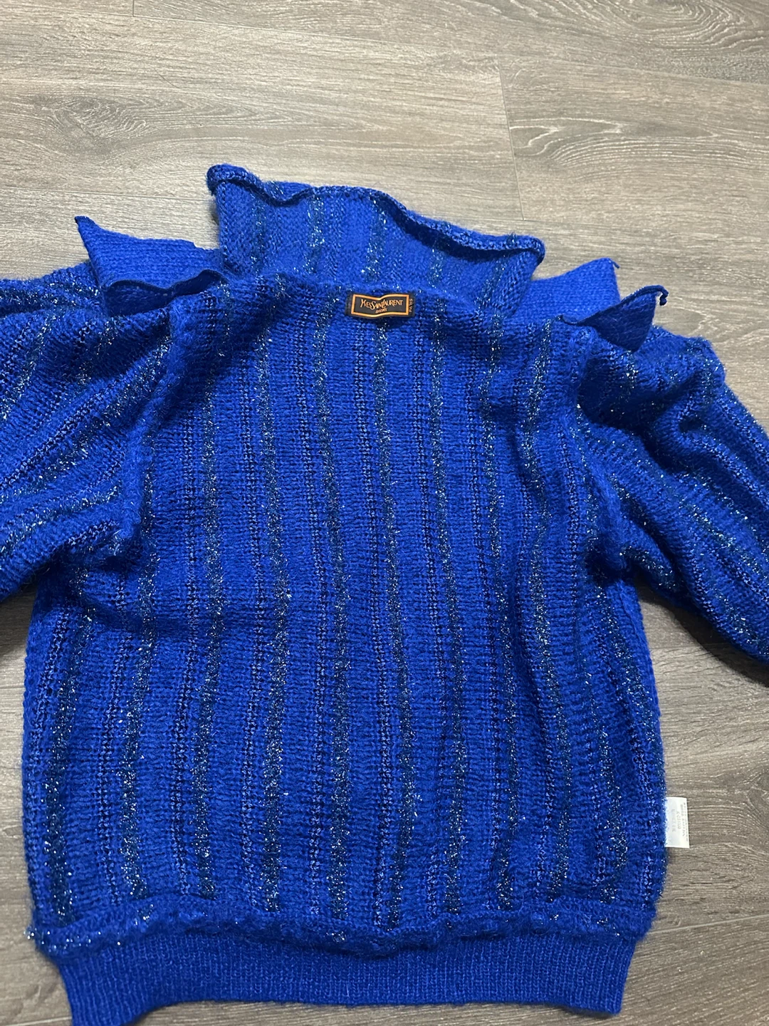 Vintage Yves Saint Laurent Blue Knit Sweater Mohair - photo 3