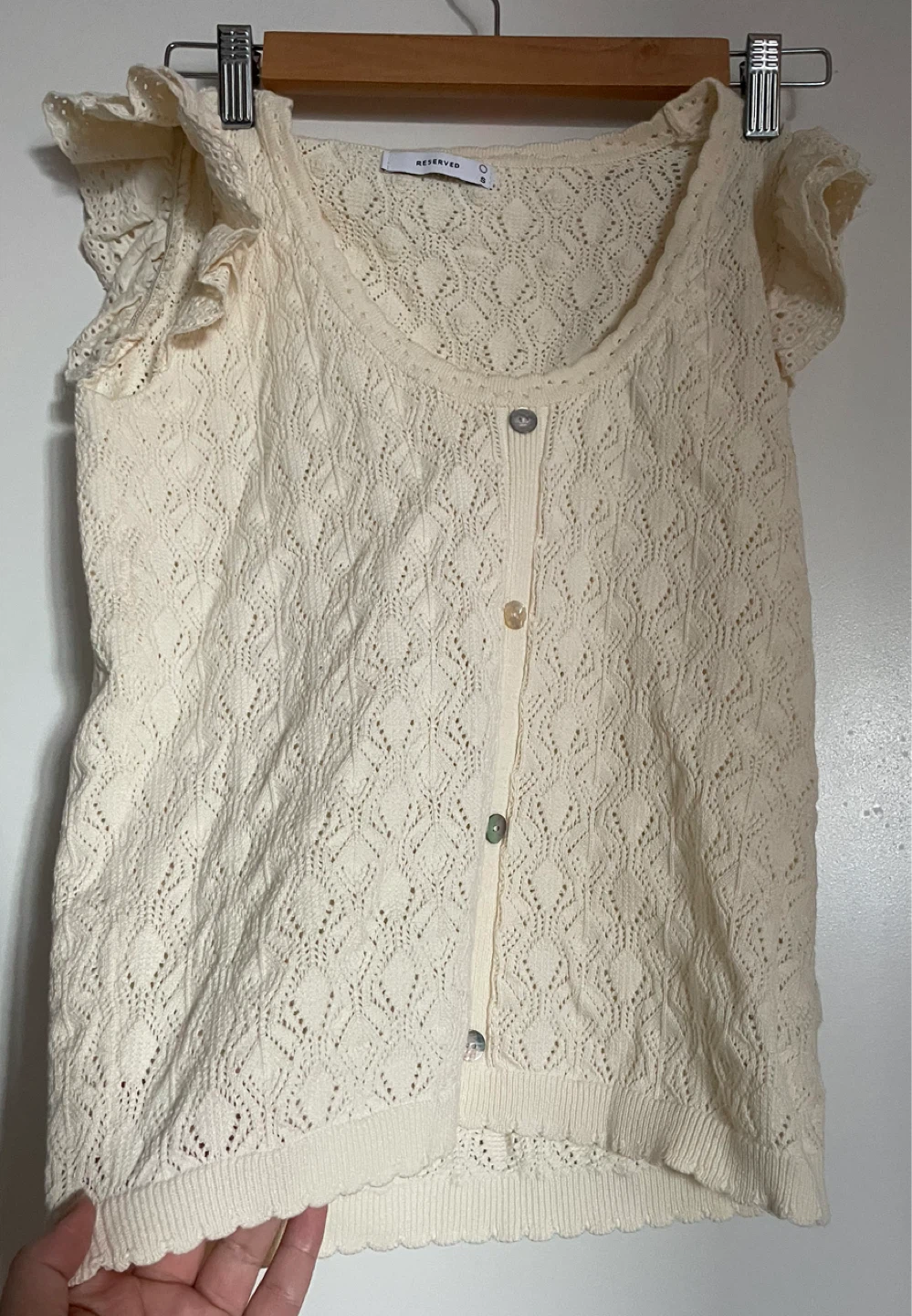Cream Knit Button-Up Blouse - Size Small