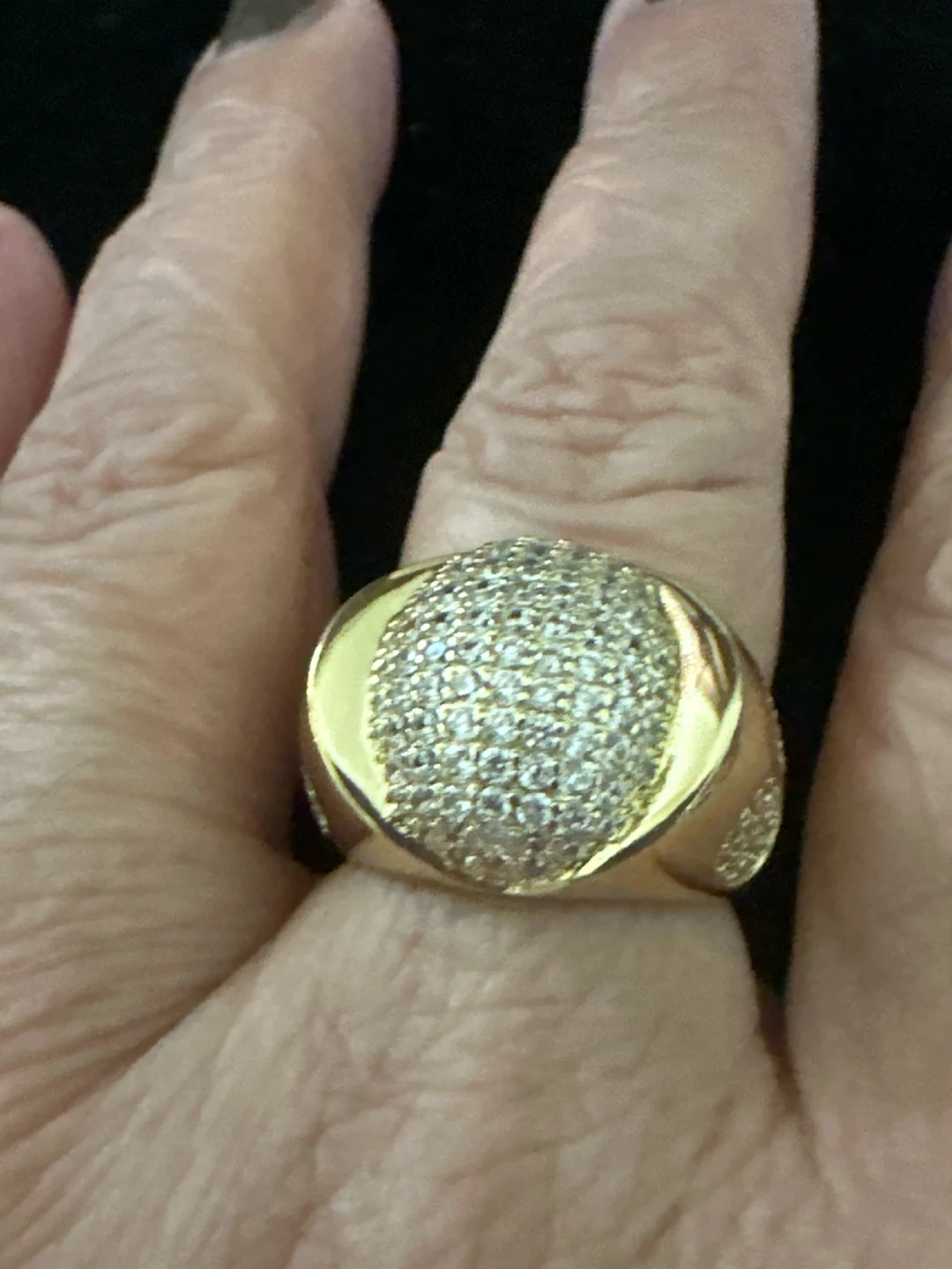 14k Gold-laminated Statement Ring with Crystals