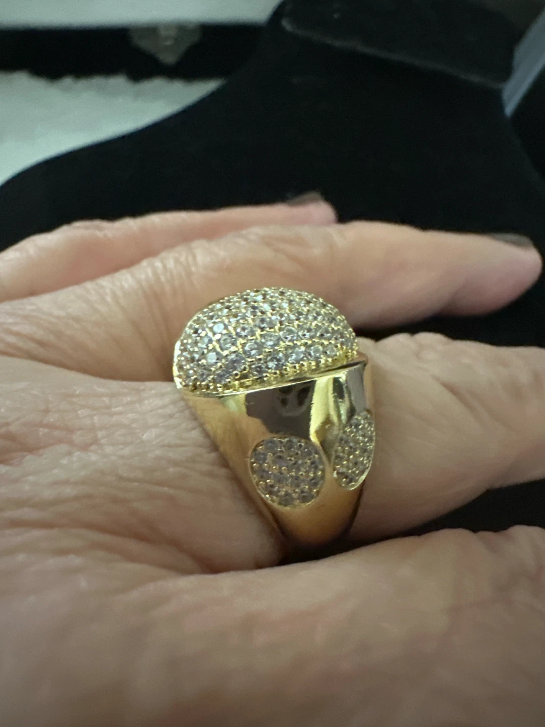 14k Gold-laminated Statement Ring with Crystals - photo 2