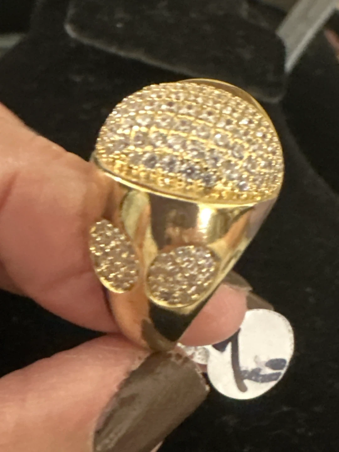 14k Gold-laminated Statement Ring with Crystals - photo 3