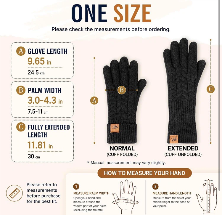 Knit Winter Gloves, Black - photo 5