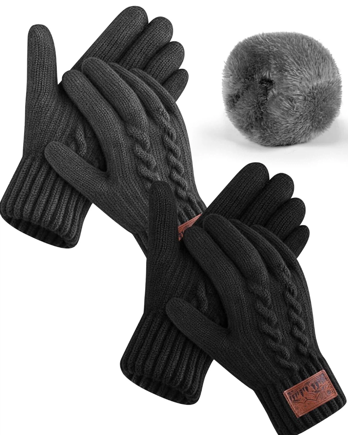 2-Pair Winter Knit Gloves