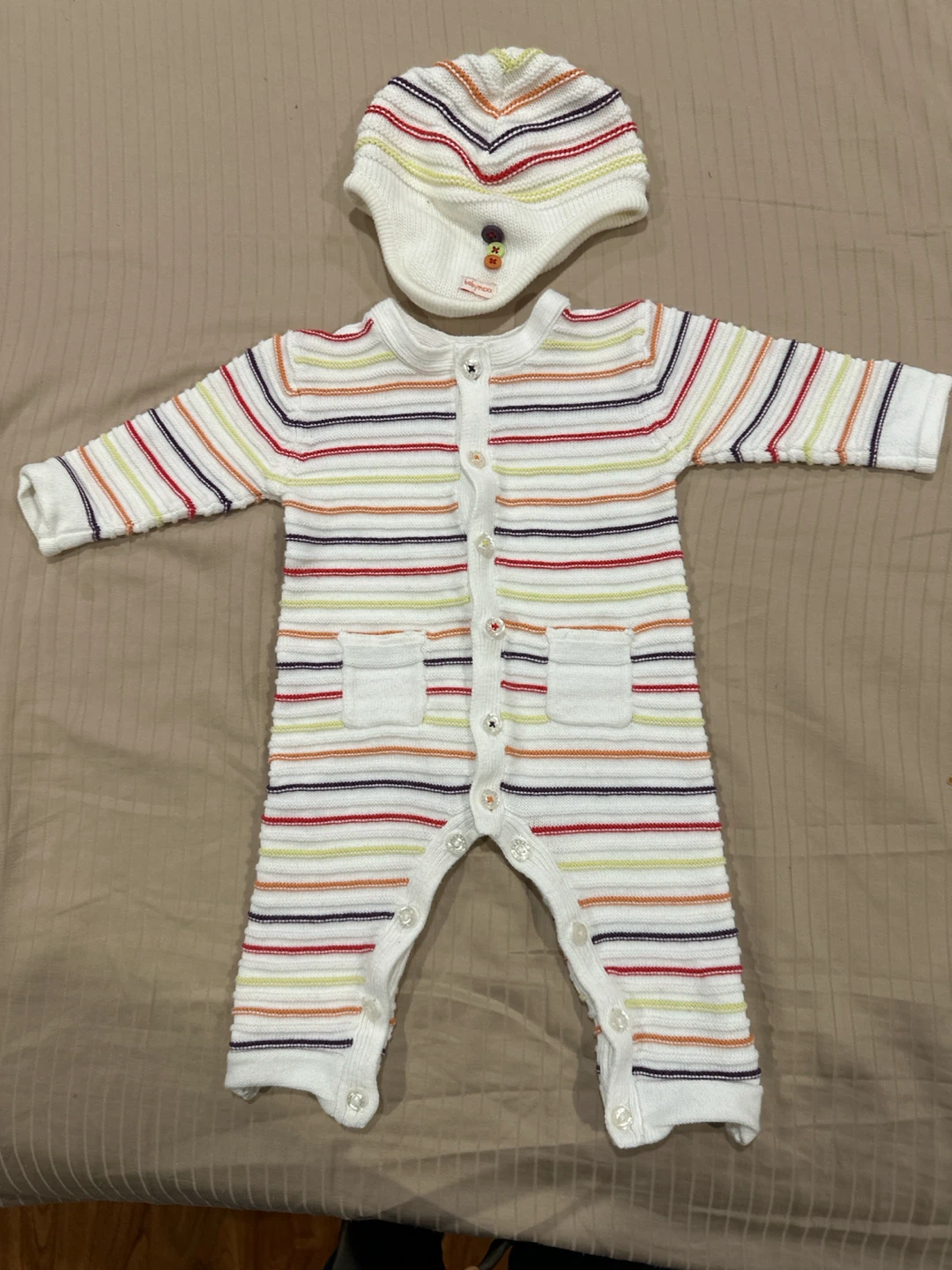 Babymexx Knitted Romper and Hat Set