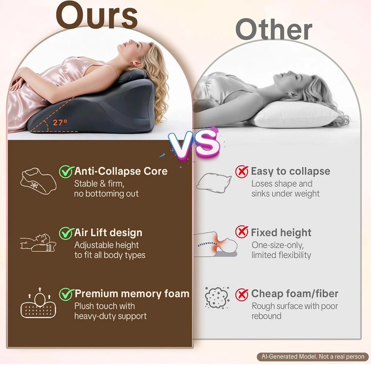 Adjustable Memory Foam Ergonomic Support Pillow - photo 3