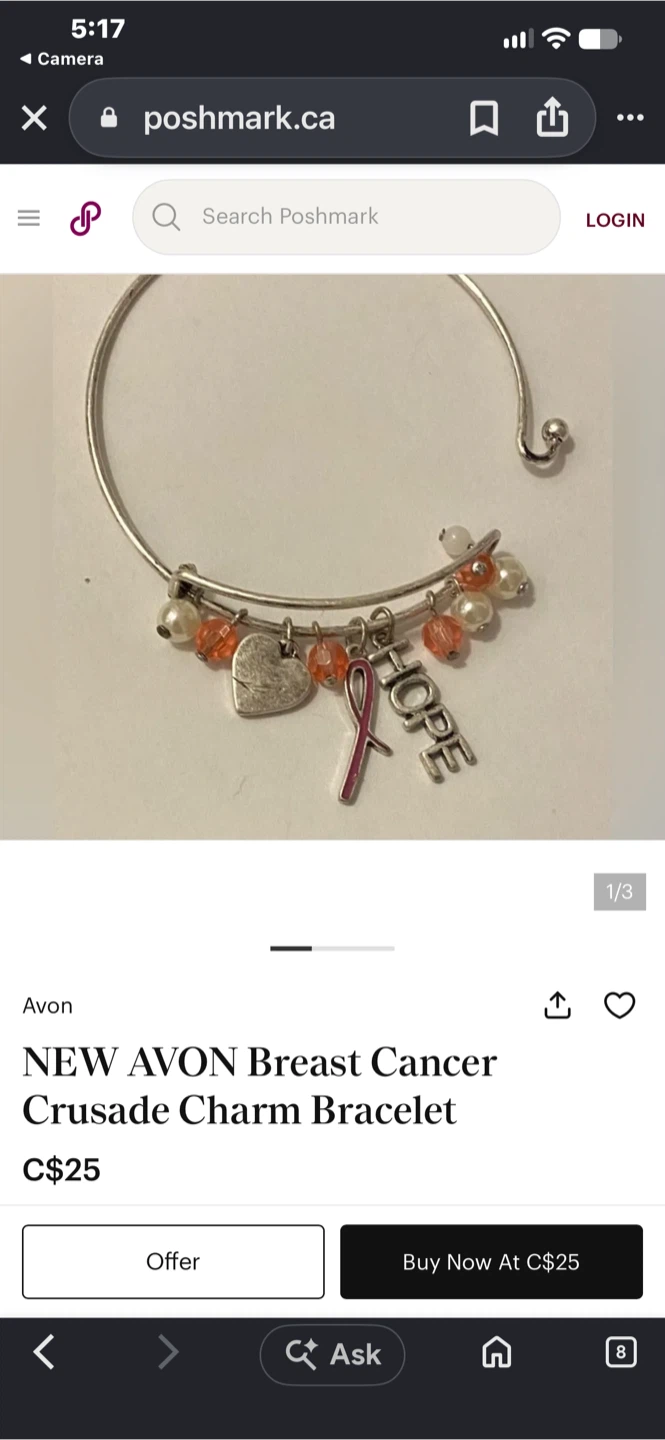 Avon Breast Cancer Crusade Charm Bracelet