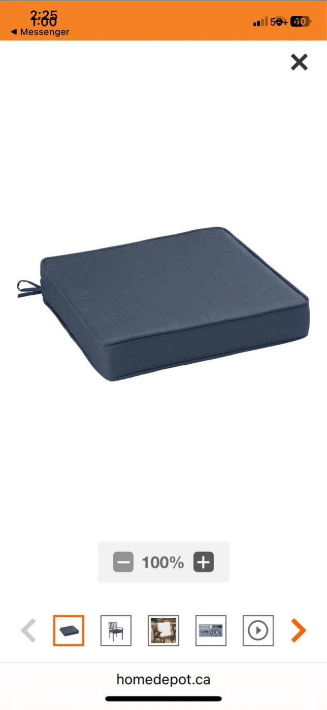 Hampton Bay Outdoor Chair Cushions - Navy 18x18