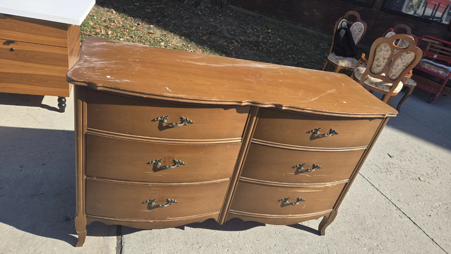 Vintage Six-Drawer Dresser with Mirror - photo 2
