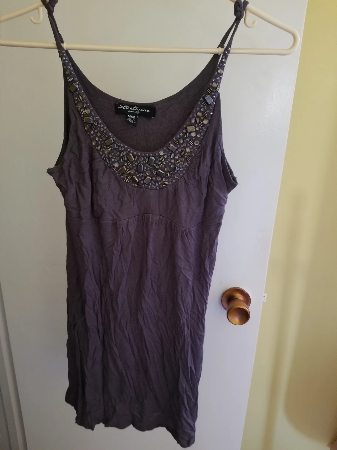 Long Beaded Dark Grey Top