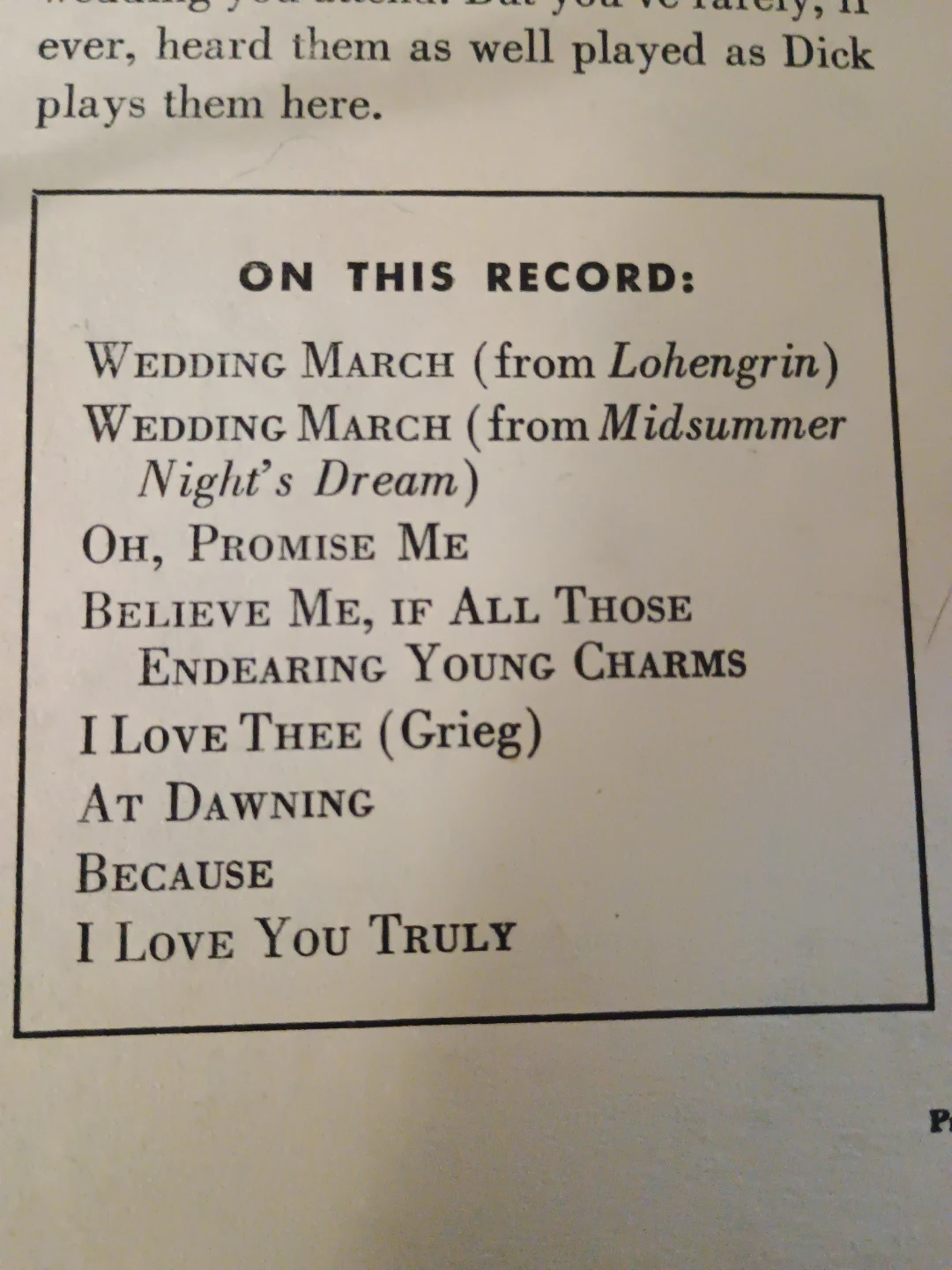 Dick Leibert Wedding Music Vinyl Record - photo 2