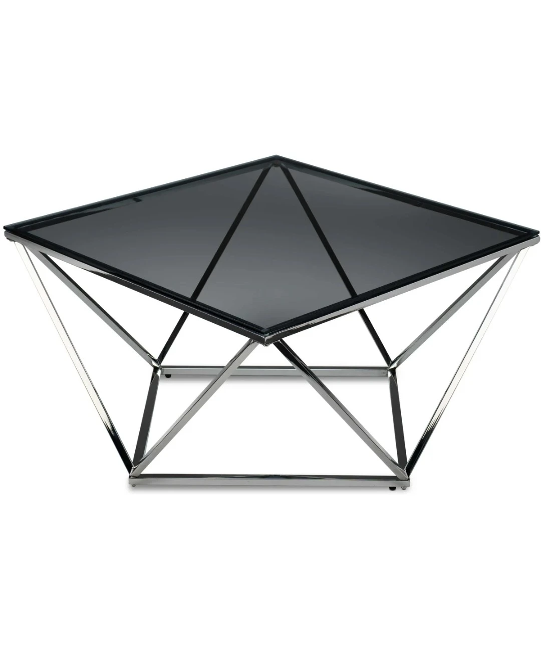 Modern Geometric Chrome Coffee Table with Tempered Glass - photo 5