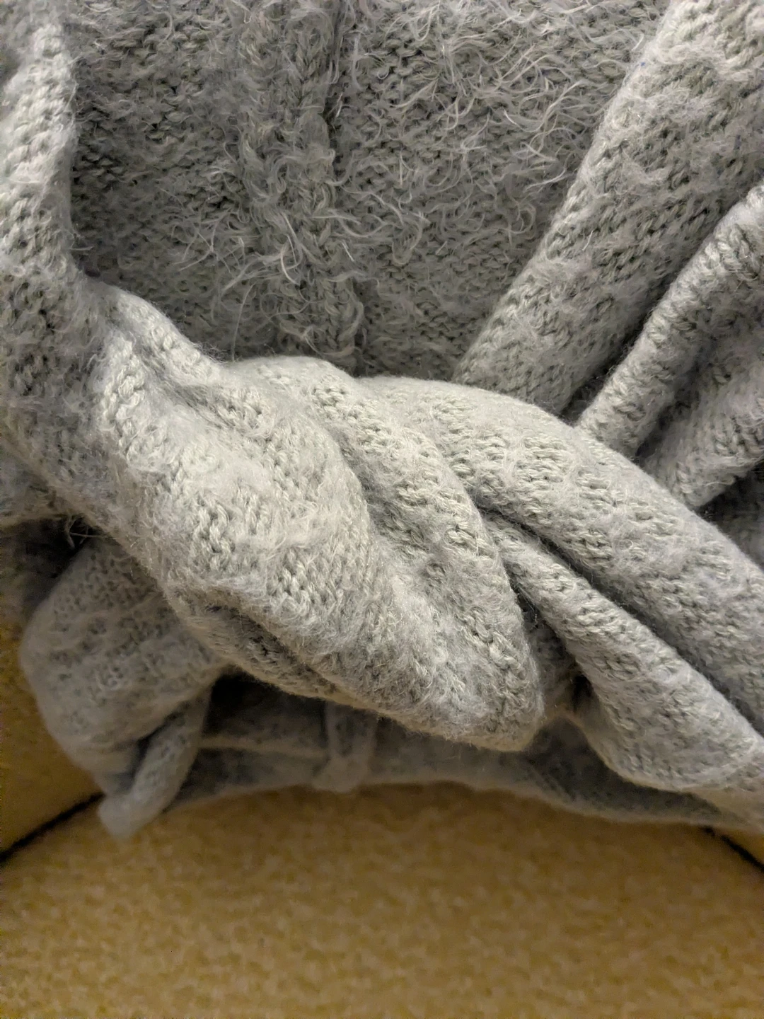 BP Gray Fuzzy Knit Neck Scarf One Size