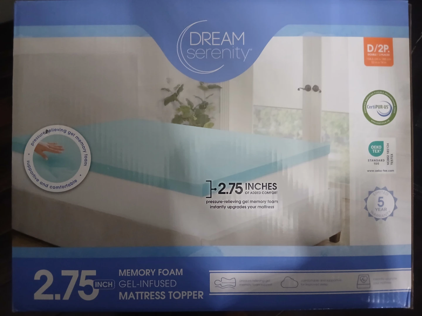Dream Serenity 2.75 Inch Double Gel Memory Foam Mattress Topper - photo 3