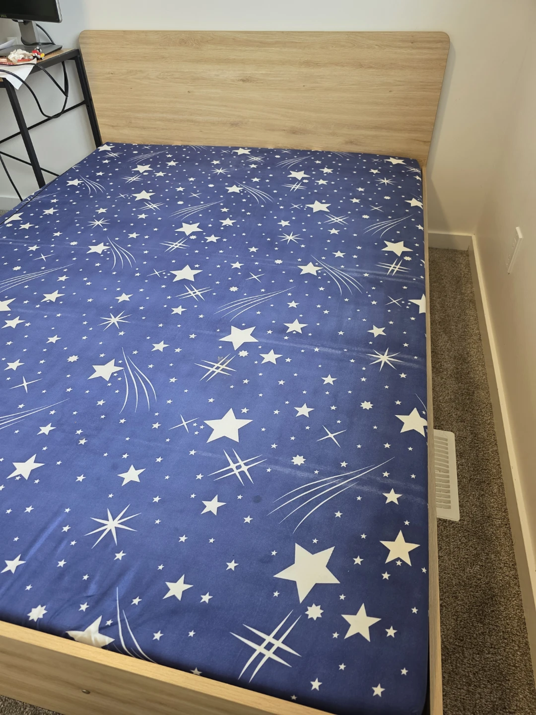 Wooden Bed Frame with Starry Fitted Sheet - photo 2