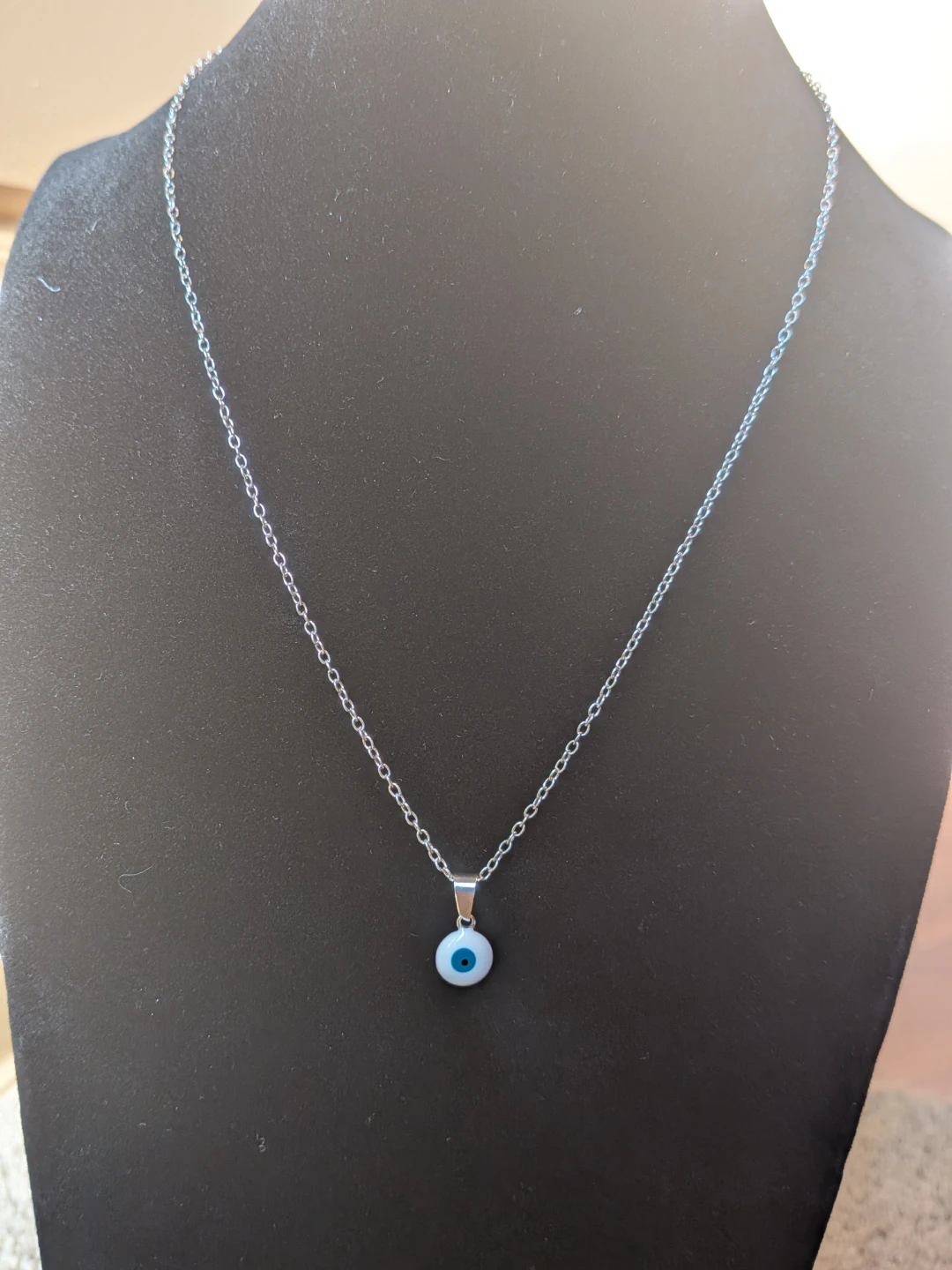 Dainty White Evil Eye Pendant Necklace - photo 2