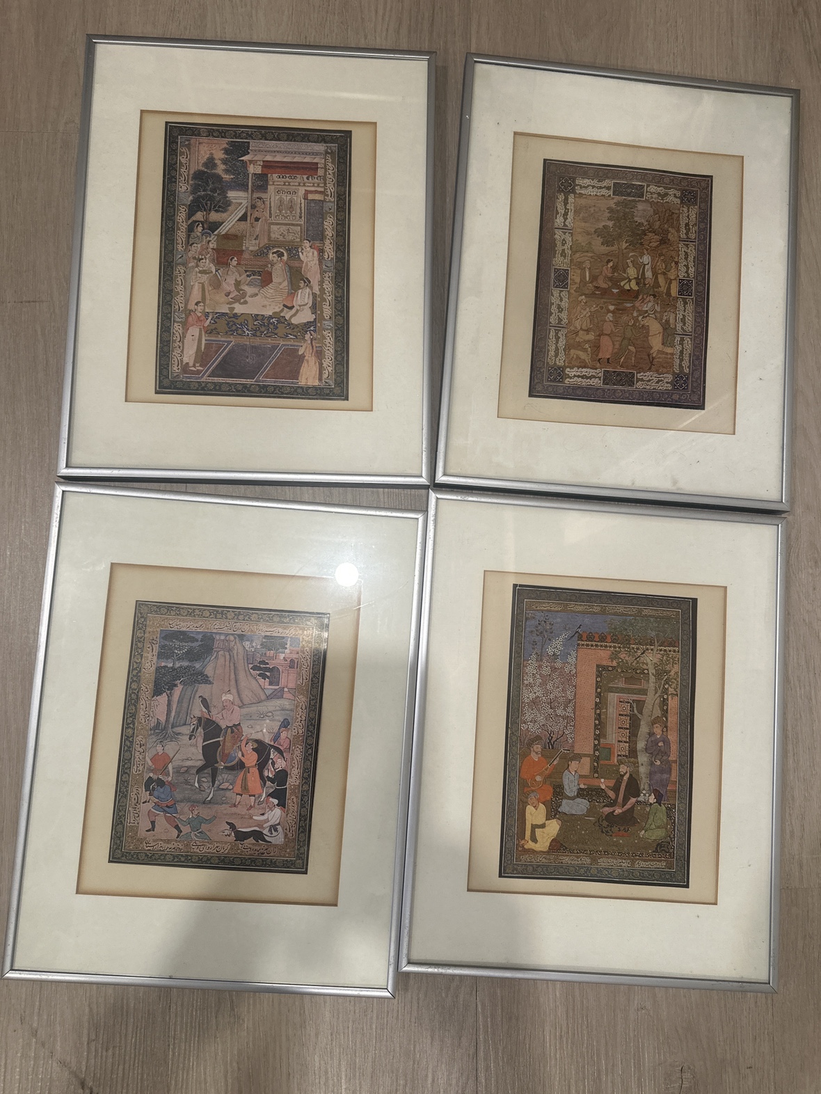 Set of 4 Framed Miniature Style Art Prints
