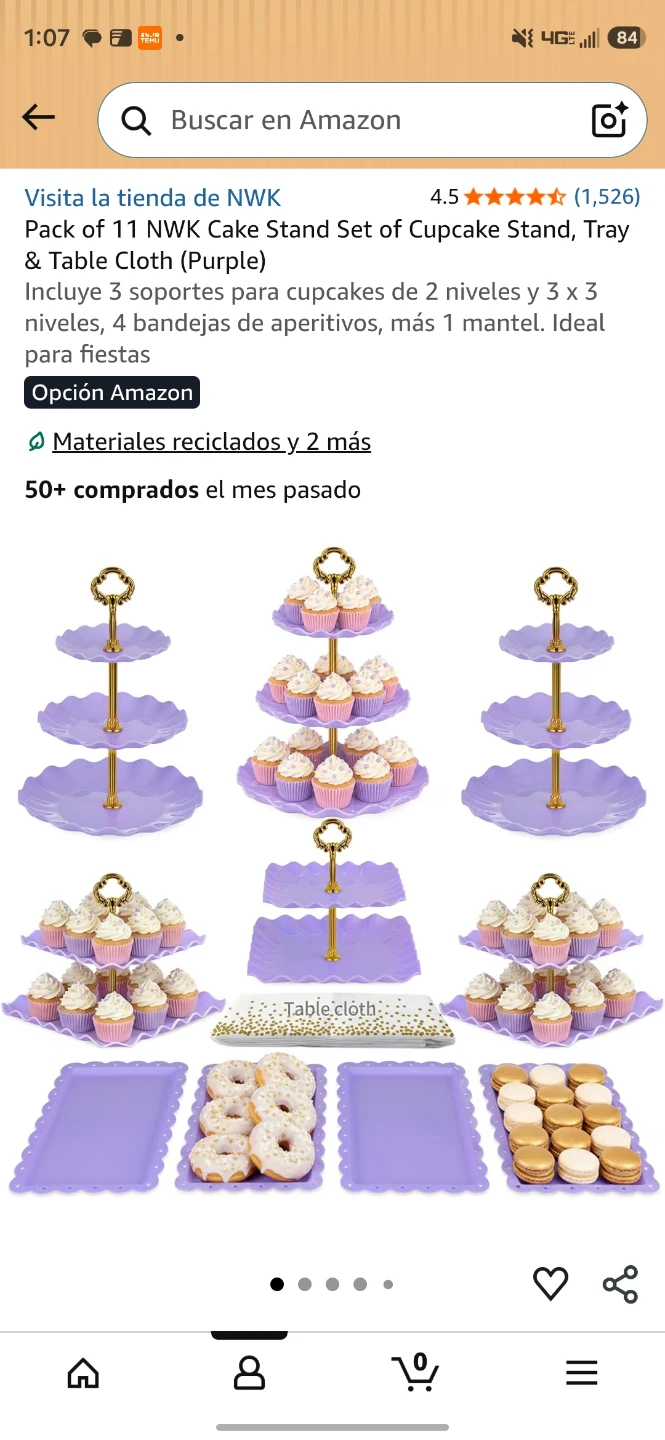 NWK 11-Piece Purple Cupcake Stand and Tray Set
